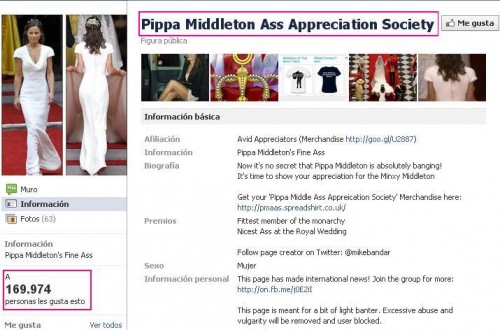Kate Middleton, David Beckham - Pippa Middleton tiene un grupo de fans de su trasero en Facebook Kate Middleton, David Beckham - Pippa Middleton tiene un grupo de fans de su trasero en Facebook